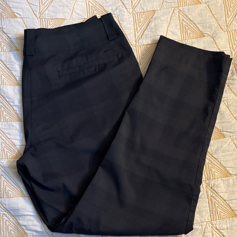 Nike Black Straight Leg Pants golf subtle plaid size 8